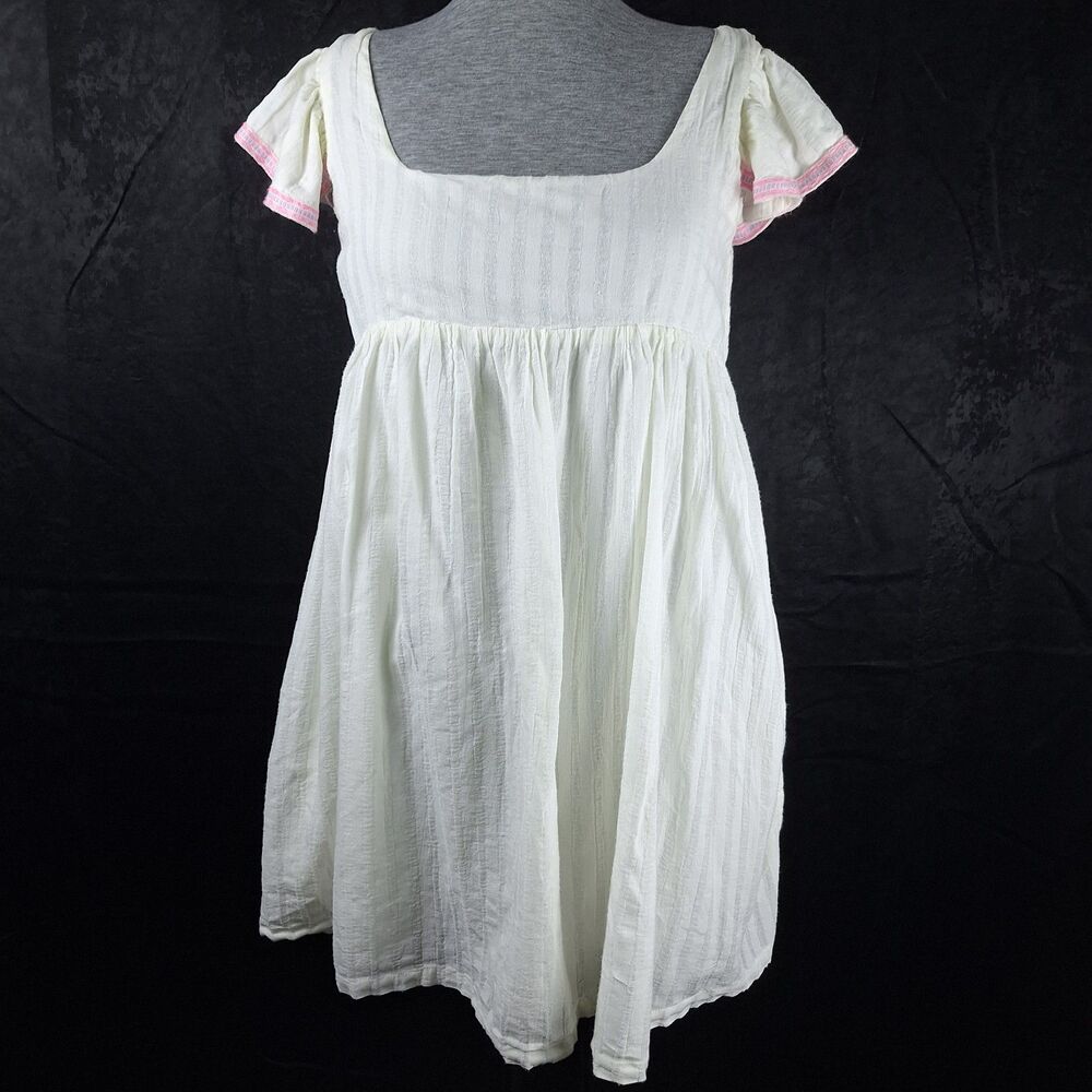 100% COTTON PitUSA Layered Striped Semi-sheer M Cottagecore White Babydoll Fairy